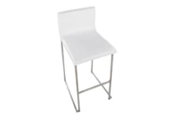 Cara Stainless Steel And White Faux Leather Bar Stool Set Of 2 -KitchenCraft Store 314356 white faux leather bar stool top 31