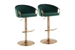 Rose Green Velvet Adjustable Bar Stool Set Of 2