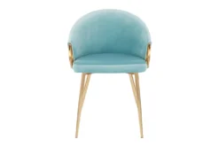 Rose Light Blue Velvet Dining Chair -KitchenCraft Store 314367 blue velvet dining chair front 02