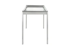 Ian Stainless Steel And Clear Glass Top 48" Counter Table -KitchenCraft Store 314374 clear metal counter height table side 14