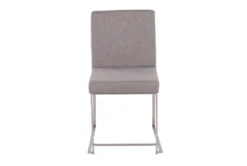 Ian Light Grey Fabric Dining Chair Set Of 2 -KitchenCraft Store 314386 grey polyester dining chair front 02