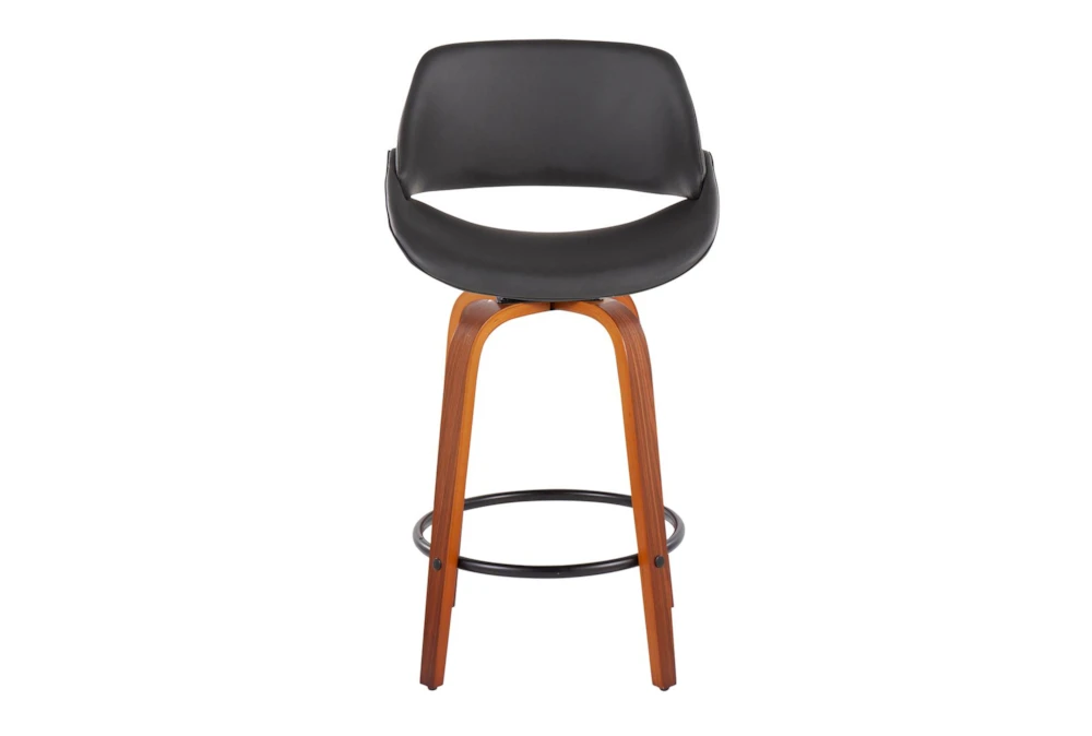 Rizzi Walnut And Grey Faux Leather Counter Stool Set Of 2 2 Rizzi Walnut And Grey Faux Leather Counter Stool Set Of 2 - Image 2