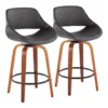 Rizzi Walnut And Grey Faux Leather Counter Stool Set Of 2