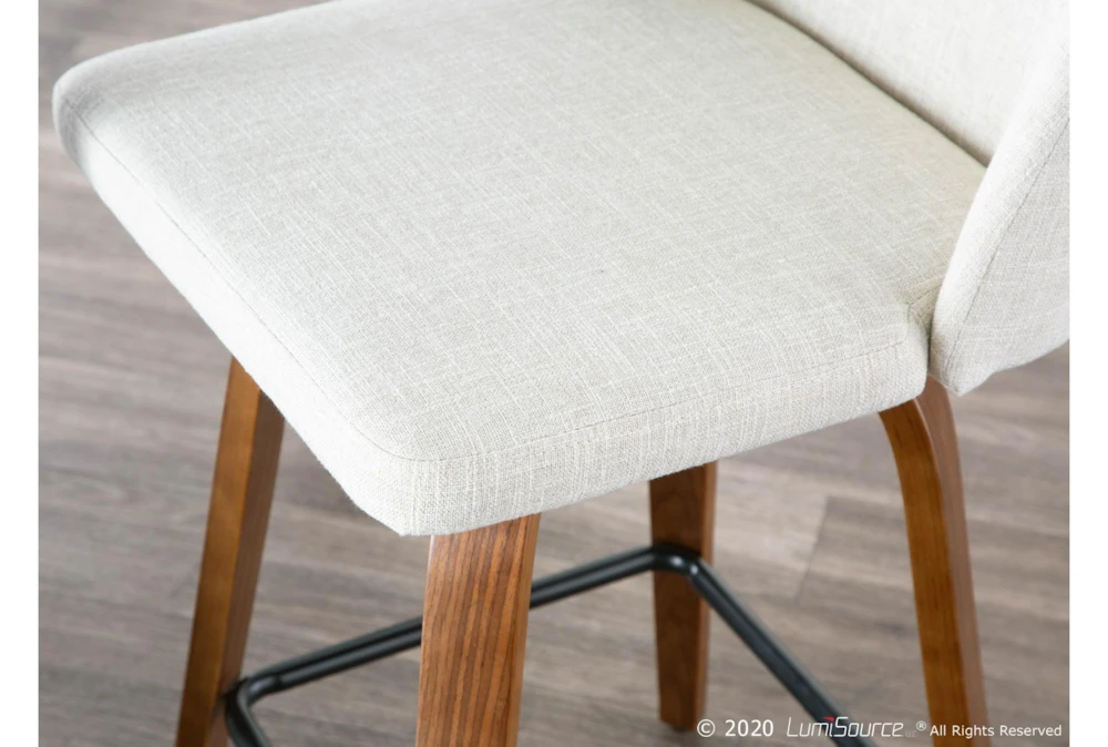 Tori Walnut And Cream Fabric Counter Stool Set Of 2 5 Tori Walnut And Cream Fabric Counter Stool Set Of 2 - Image 5