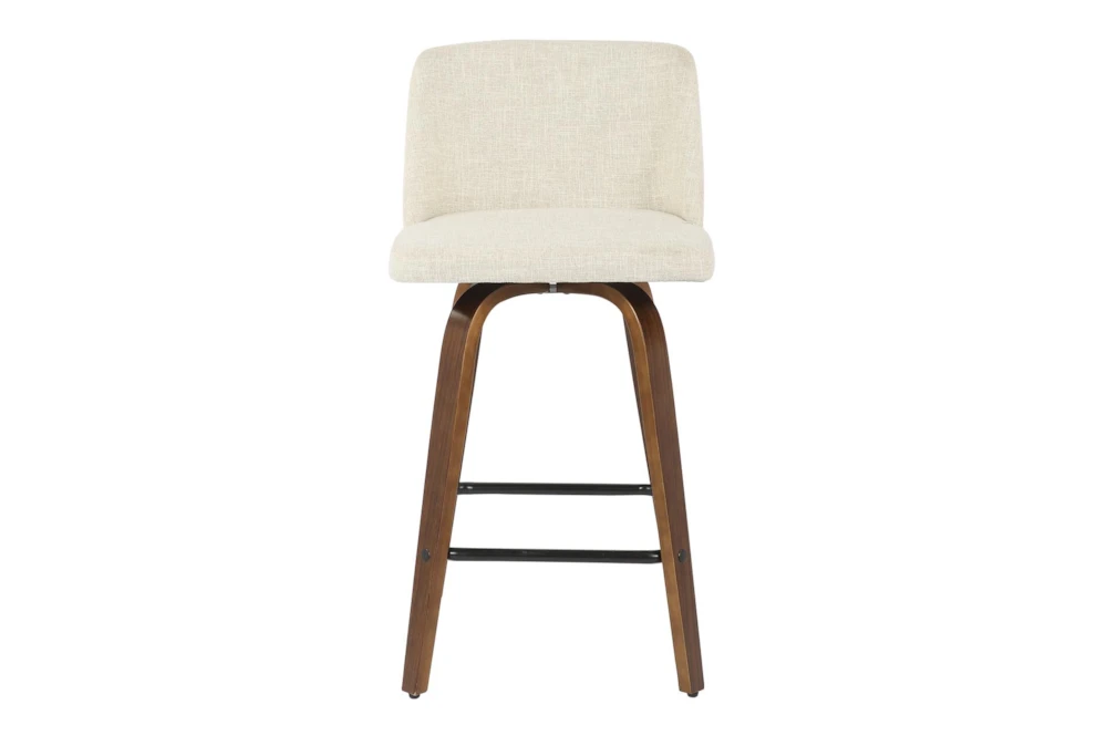 Tori Walnut And Cream Fabric Counter Stool Set Of 2 2 Tori Walnut And Cream Fabric Counter Stool Set Of 2 - Image 2