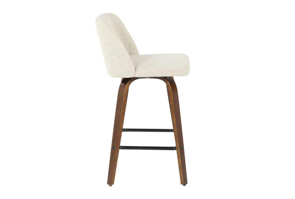 Tori Walnut And Cream Fabric Counter Stool Set Of 2 3 Tori Walnut And Cream Fabric Counter Stool Set Of 2 - Image 3