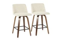 Tori Walnut And Cream Fabric Counter Stool Set Of 2
