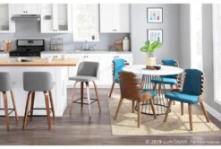 Tori Walnut And Grey Fabric Counter Stool Set Of 2 -KitchenCraft Store 314407 grey polyester counter height stool room 85