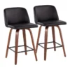 Tori Walnut And Black Faux Leather Counter Stool Set Of 2