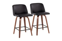 Tori Walnut And Black Faux Leather Counter Stool Set Of 2