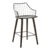 Walter Dark Walnut Wood And Brown Metal Counter Stool