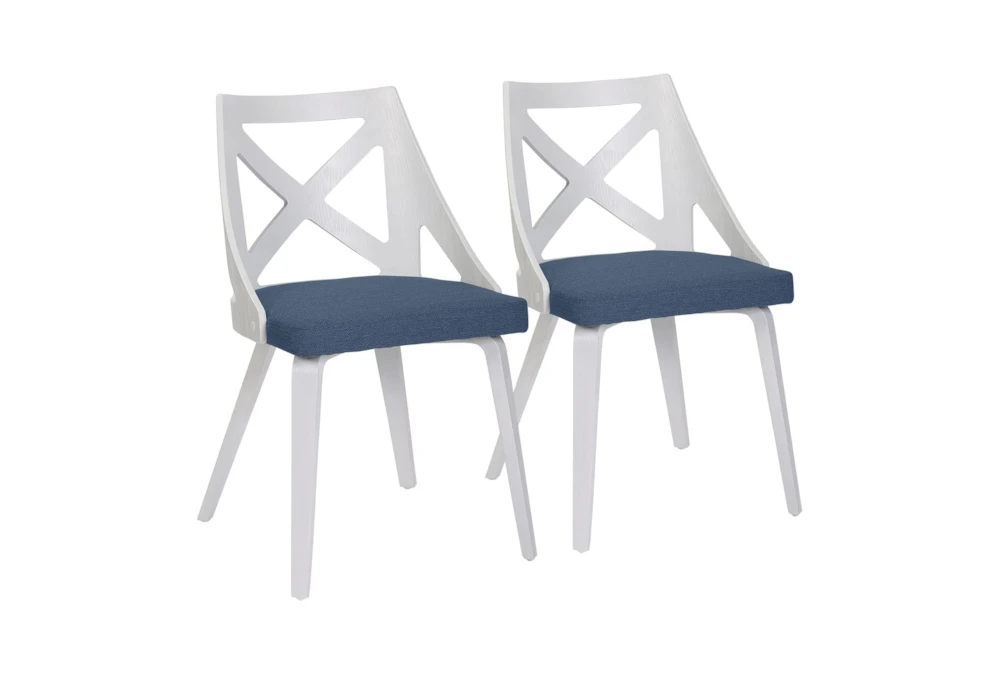 Ashton White Textured Wood And Blue Fabric Dining Chair Set Of 2 1 Ashton White Textured Wood And Blue Fabric Dining Chair Set Of 2