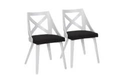 Ashton White Textured Wood And Charcoal Fabric Dining Chair Set Of 2