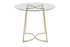Emma Gold Steel With Clear Glass Top 35" Dining Table 10 Emma Gold Steel With Clear Glass Top 35" Dining Table -KitchenCraft Store 314432 gold metal dining table back 82