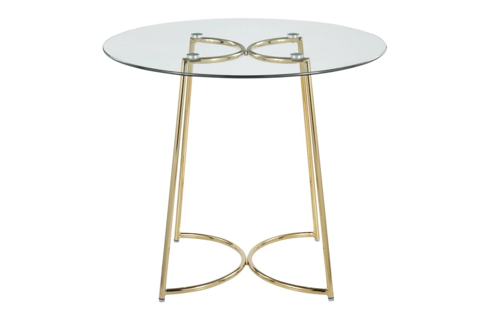 Emma Gold Steel With Clear Glass Top 35" Dining Table 5 Emma Gold Steel With Clear Glass Top 35" Dining Table - Image 5