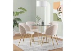 Emma Gold Steel With Clear Glass Top 35" Dining Table 11 Emma Gold Steel With Clear Glass Top 35" Dining Table -KitchenCraft Store 314432 gold metal dining table room 85