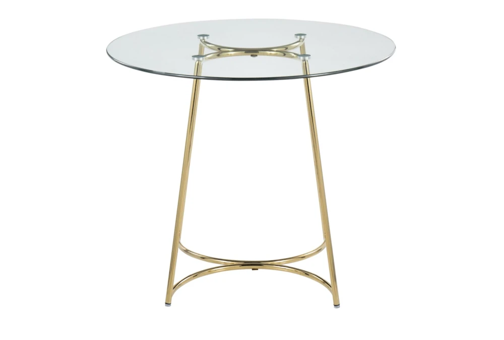 Emma Gold Steel With Clear Glass Top 35" Dining Table 2 Emma Gold Steel With Clear Glass Top 35" Dining Table - Image 2