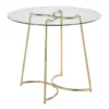 Emma Gold Steel With Clear Glass Top 35" Dining Table
