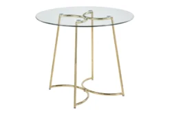 Emma Gold Steel With Clear Glass Top 35" Dining Table