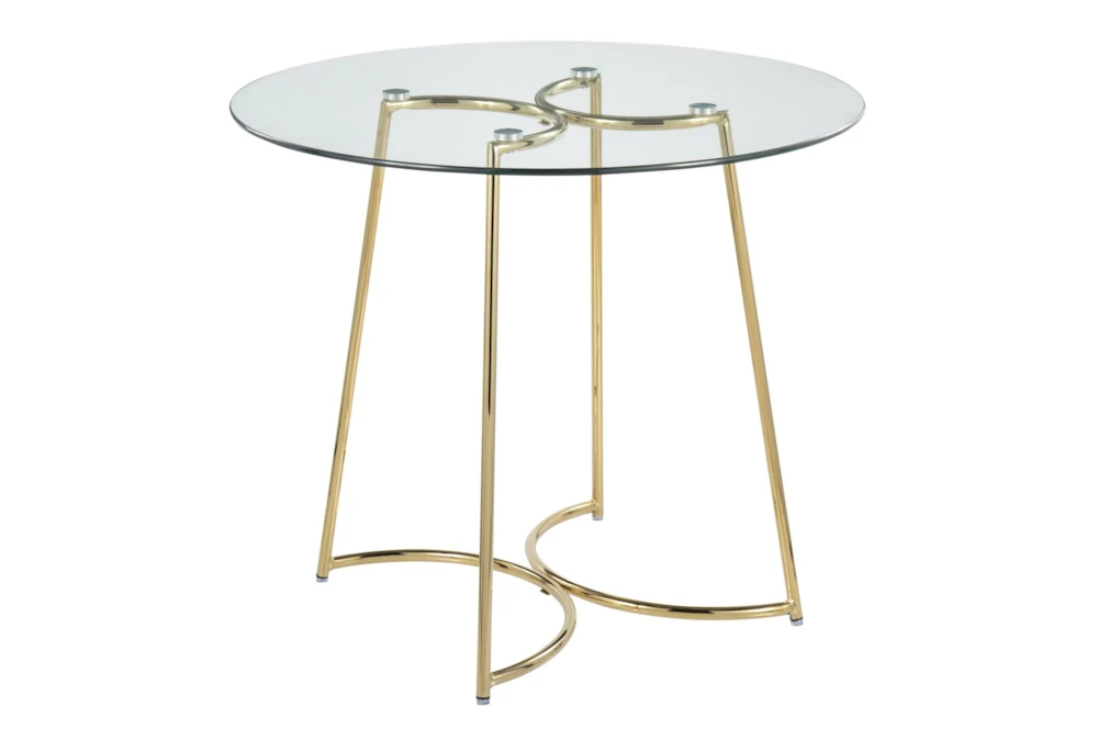 Emma Gold Steel With Clear Glass Top 35" Dining Table 1 Emma Gold Steel With Clear Glass Top 35" Dining Table