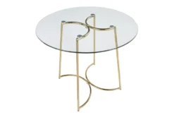 Emma Gold Steel With Clear Glass Top 35" Dining Table 8 Emma Gold Steel With Clear Glass Top 35" Dining Table -KitchenCraft Store 314432 gold metal dining table top 31
