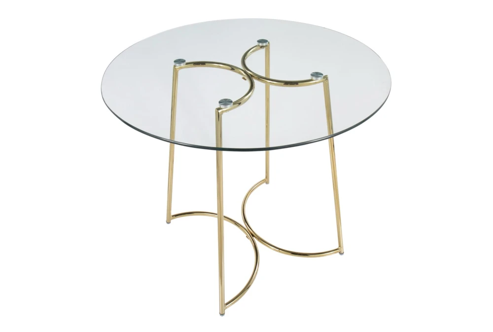 Emma Gold Steel With Clear Glass Top 35" Dining Table 3 Emma Gold Steel With Clear Glass Top 35" Dining Table - Image 3