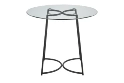 Emma Black Steel With Clear Glass Top 35" Dining Table 10 Emma Black Steel With Clear Glass Top 35" Dining Table -KitchenCraft Store 314433 black metal dining table back 82