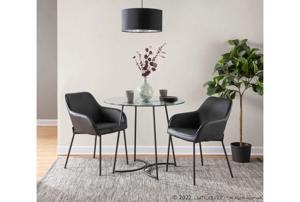 Emma Black Steel With Clear Glass Top 35" Dining Table 6 Emma Black Steel With Clear Glass Top 35" Dining Table - Image 6