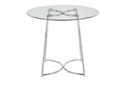 Emma 35" Chrome With Clear Glass Top Dining Table -KitchenCraft Store 314434 silver metal dining table back 82