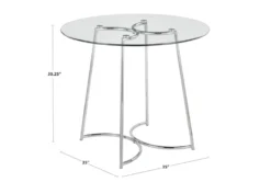 Emma 35" Chrome With Clear Glass Top Dining Table -KitchenCraft Store 314434 silver metal dining table detail 44