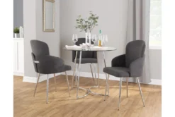 Emma 35" Chrome With Clear Glass Top Dining Table -KitchenCraft Store 314434 silver metal dining table room 85