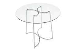 Emma 35" Chrome With Clear Glass Top Dining Table -KitchenCraft Store 314434 silver metal dining table top 31