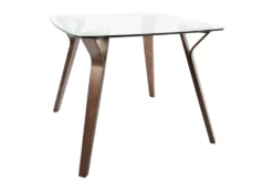 Vini Walnut And Glass Mid-Century 39" Modern Dining Table