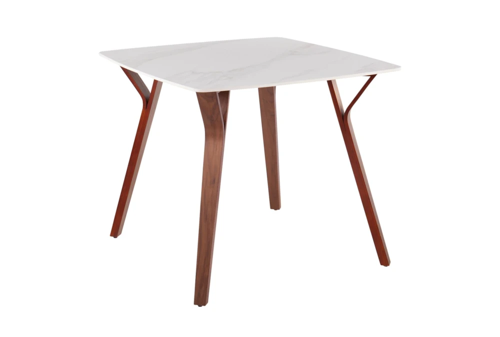 Vini Walnut And White Textured 39" Marble Dining Table 1 Vini Walnut And White Textured 39" Marble Dining Table