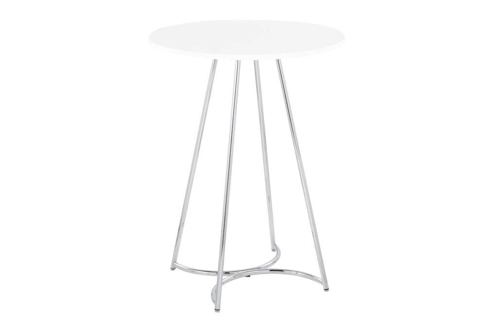 Emma Chrome Steel And White Wood 27" Counter Table 1 Emma Chrome Steel And White Wood 27" Counter Table
