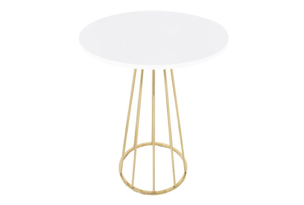 Emma Gold Steel Pedestal Base And White Wood 27" Counter Table 2 Emma Gold Steel Pedestal Base And White Wood 27" Counter Table - Image 2