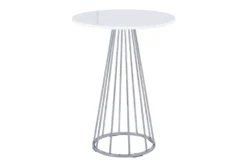 Emma Chrome Steel Pedestal Base And White Wood 27" Counter Table
