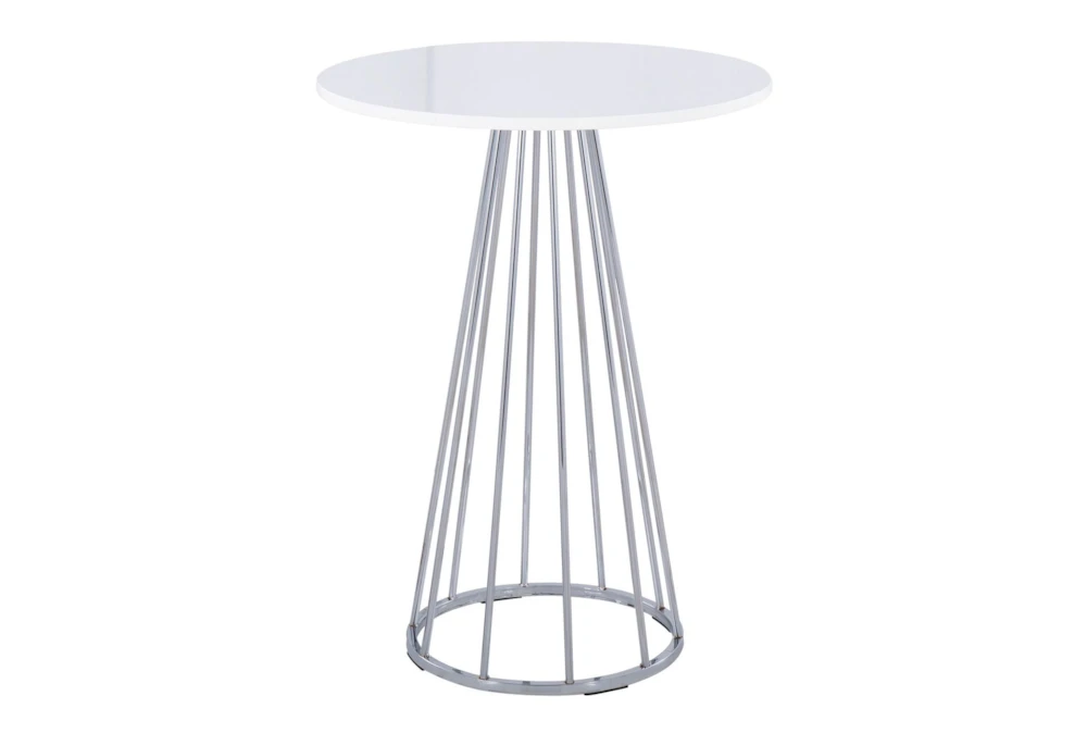 Emma Chrome Steel Pedestal Base And White Wood 27" Counter Table 1 Emma Chrome Steel Pedestal Base And White Wood 27" Counter Table