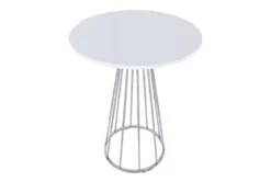 Emma Chrome Steel Pedestal Base And White Wood 27" Counter Table 5 Emma Chrome Steel Pedestal Base And White Wood 27" Counter Table -KitchenCraft Store 314456 silver metal counter height table top 31