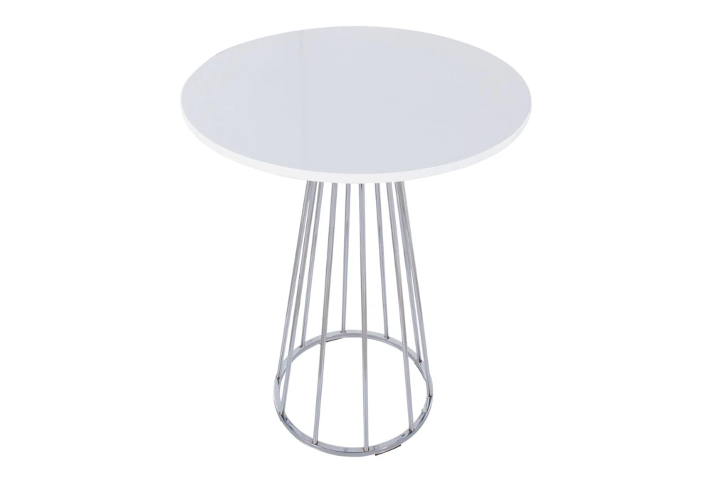 Emma Chrome Steel Pedestal Base And White Wood 27" Counter Table 3 Emma Chrome Steel Pedestal Base And White Wood 27" Counter Table - Image 3