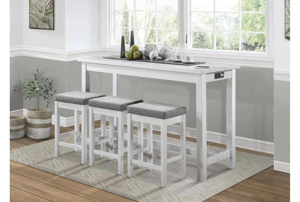 Stacy White 67" Counter Set For 3 11 Stacy White 67" Counter Set For 3 - Image 11