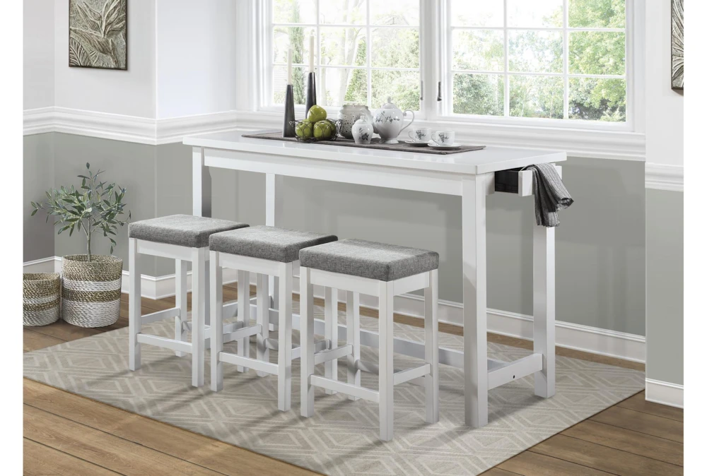 Stacy White 67" Counter Set For 3 12 Stacy White 67" Counter Set For 3 - Image 12