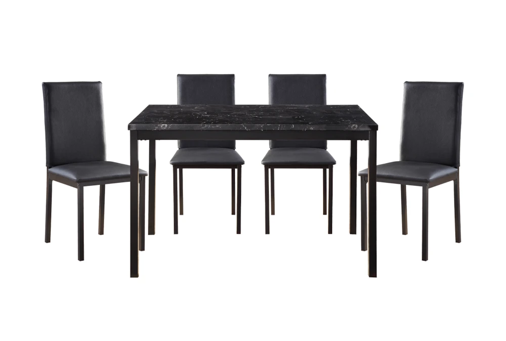 Bianca Black 48" Dining Set For 4 1 Bianca Black 48" Dining Set For 4