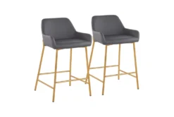 Danny Gold And Grey Counter Stool Set Of 2