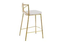 Charlie 25" Gold And White Counter Stool Set Of 2 -KitchenCraft Store 323637 back 82