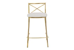 Charlie 25" Gold And White Counter Stool Set Of 2 -KitchenCraft Store 323637 front 03