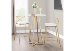 Charlie 25" Gold And White Counter Stool Set Of 2 -KitchenCraft Store 323637 room 85