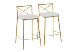 Charlie 25" Gold And White Counter Stool Set Of 2