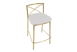 Charlie 25" Gold And White Counter Stool Set Of 2 -KitchenCraft Store 323637 top 31