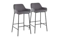 Danny Black And Grey Faux Leather Bar Stool Set Of 2